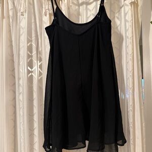 Show Me Your Mumu Little Black Chiffon Slip Dress with Sheer Layers